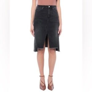 Armani Exchange Black Denim Skirt Front Slit
